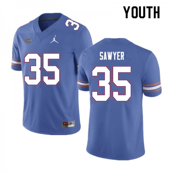 Youth #35 William Sawyer Florida Gators College Football Jersey Blue